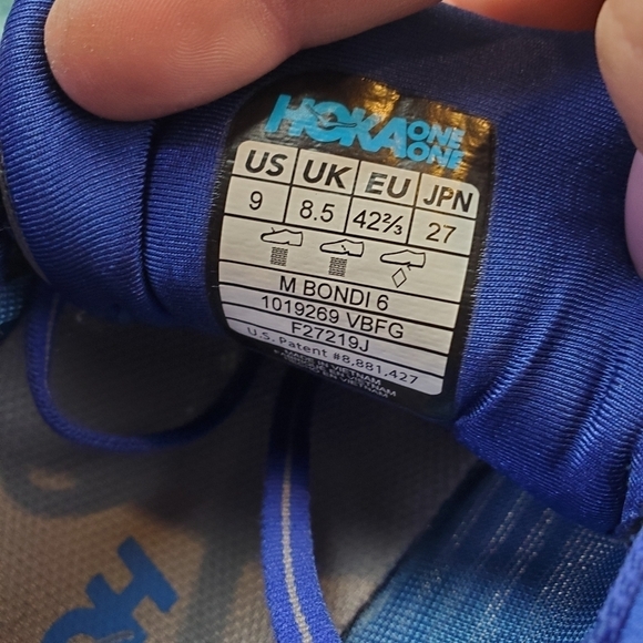 Hoka One One Men Gray Blue Bondi 6 US 9 - Picture 9 of 13